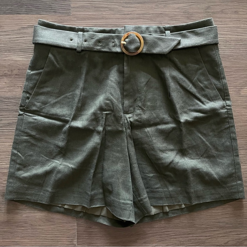 J. Crew Green Tailored Shorts with Fabric Belt NWT Sz 4